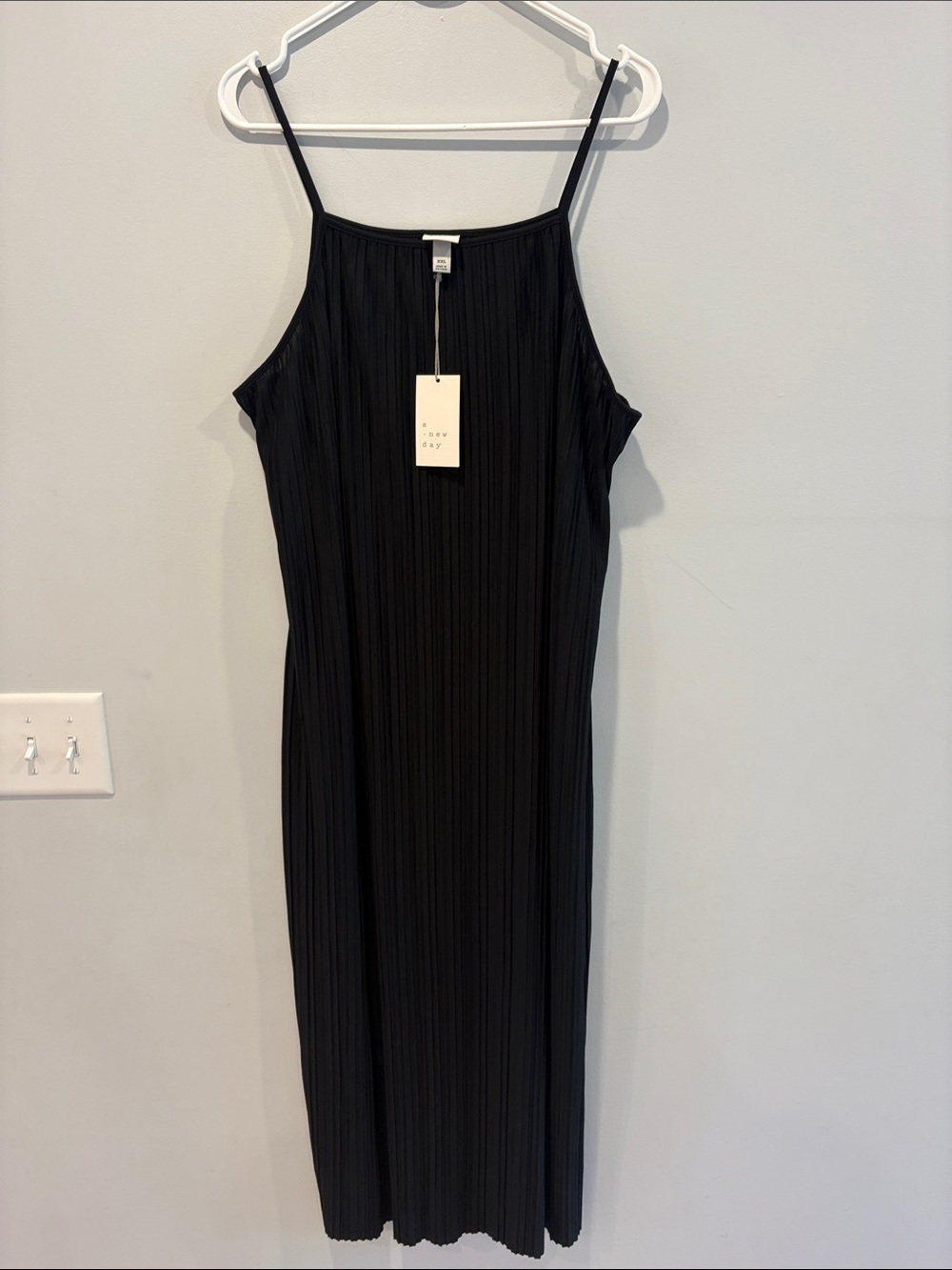 a new day Black Pleated Maxi Slip Dress ptp 24